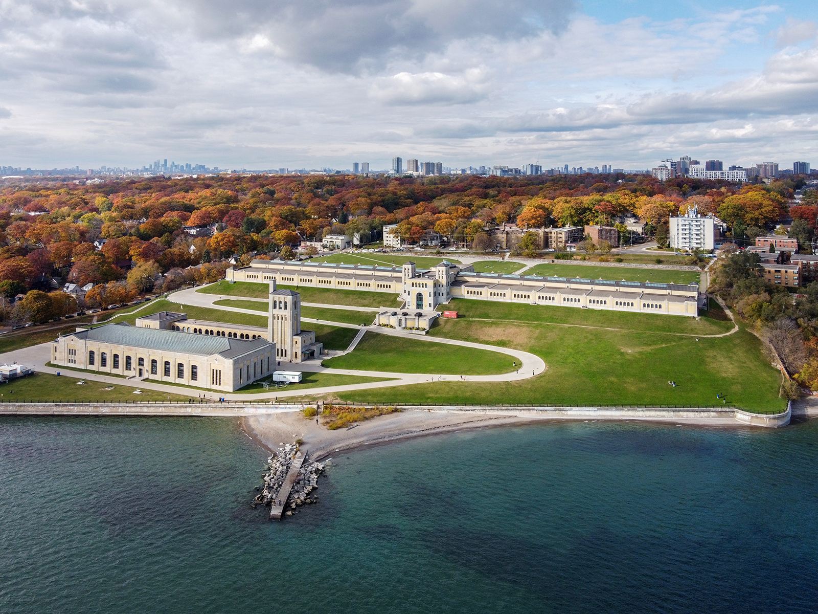 Aerial view of the R.C. Harris Water Treatment Plant, Toronto