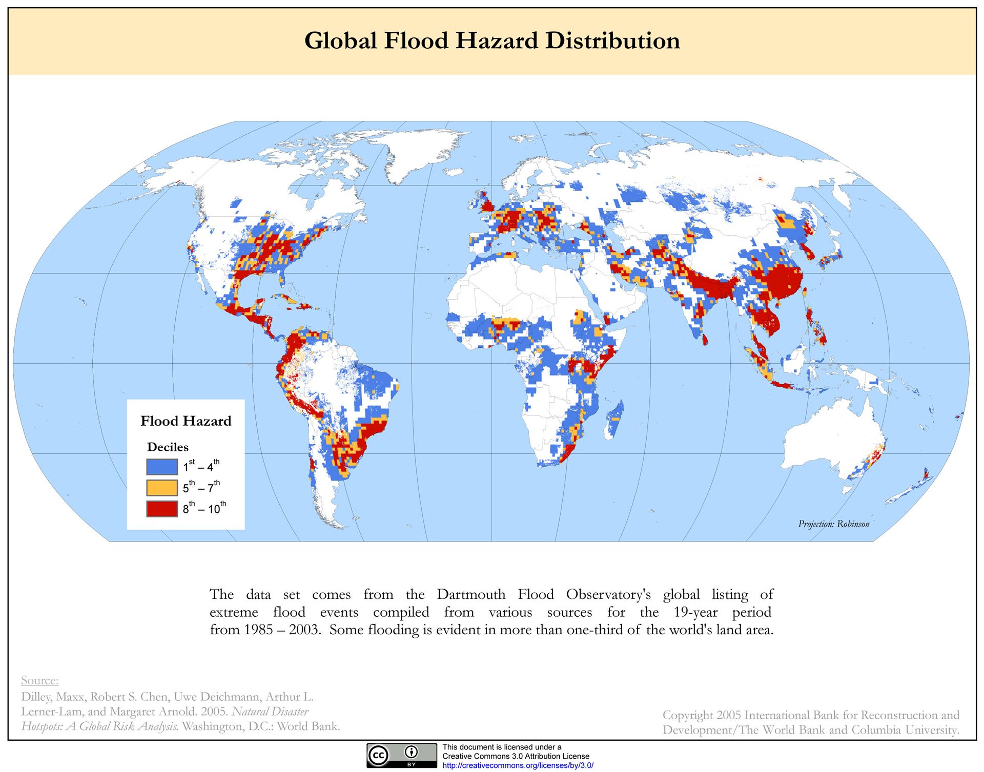 Global Flood Hazard Frequency and Distribution map from SEDAC/CIESIN